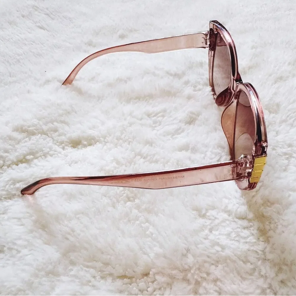Rosy Clear Pink Cat Eye Oversized Sunglasses